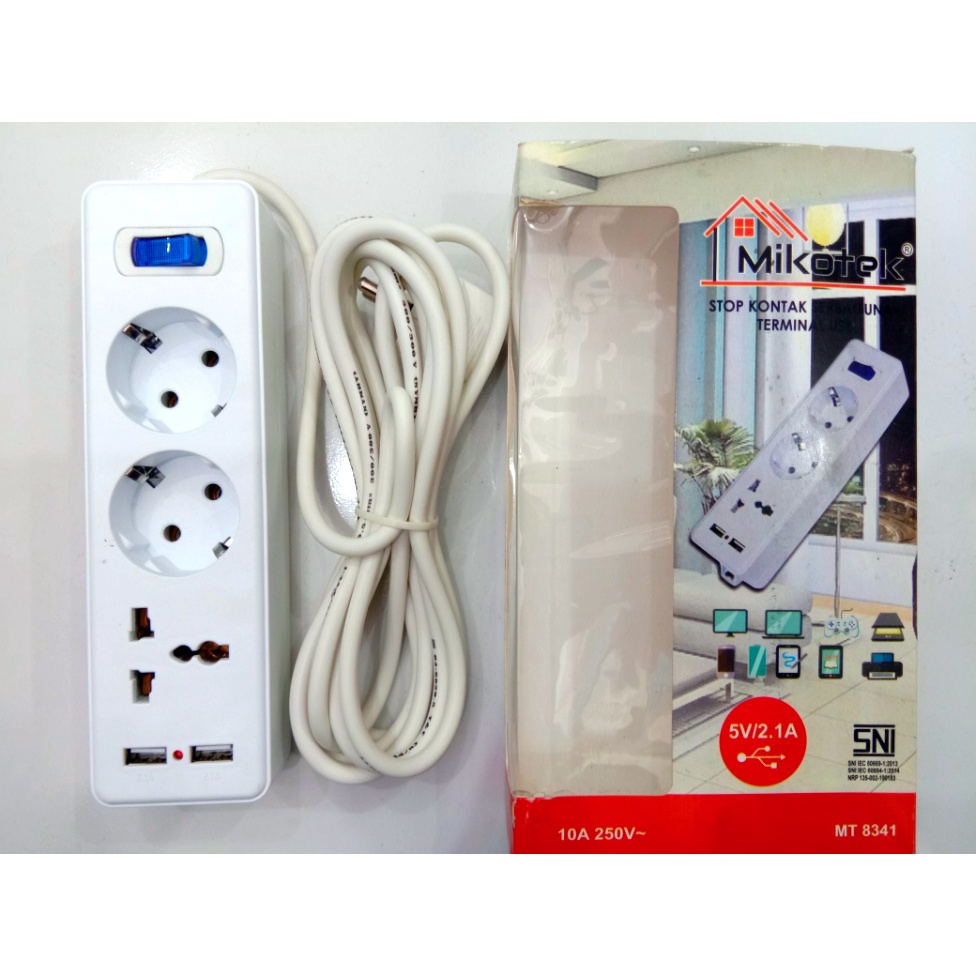 STOPKONTAK MIKOTEK 3M 2 LUBANG +2USB