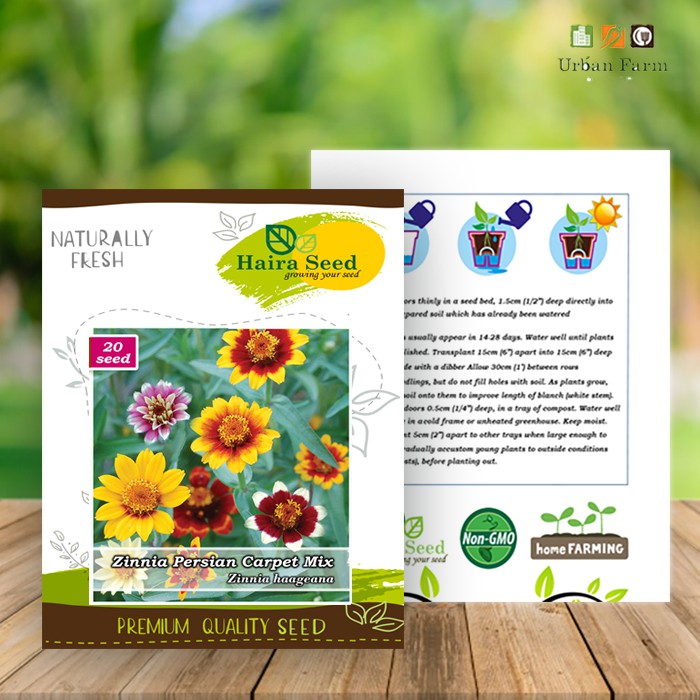 Benih-Bibit Bunga Zinnia Persian Carpet Mix (Haira Seed)