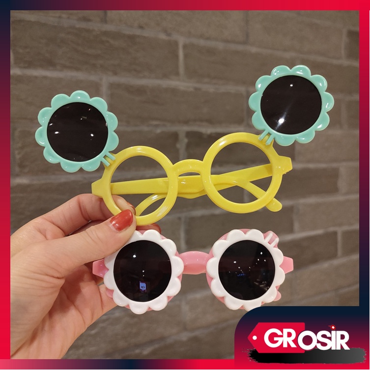 Grosir - F1009 Kacamata Fashion Anak Model Bunga / Kacamata Bunga Anak / Kacamata Lucu / Kacamata Cute