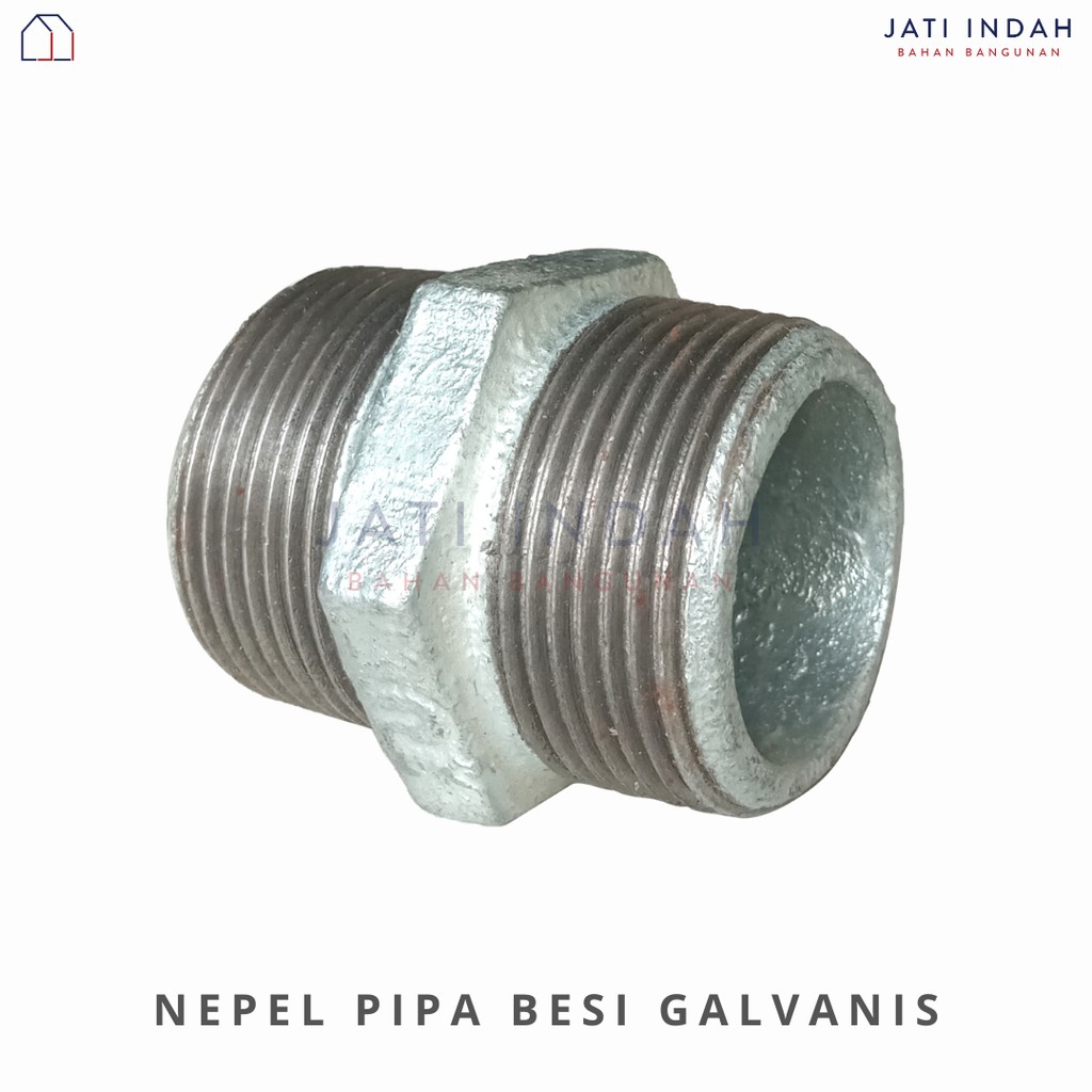 Nepel 3/4" Pipa Besi Galvanis Drat Luar | Sok Nipple Sambungan Fitting