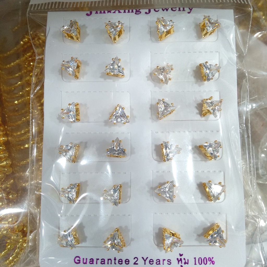 AV347 Grosir Anting Tusuk Mata Satu Motif Segitiga