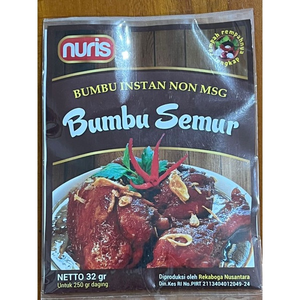 

Nuris Bumbu Instan 30 gram Non MSG Free Bubble Wrap Gratis Packing Kardus Food Halal MUI Makanan Sehat Dus Paking