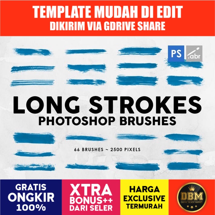 66 Long Ink Strokes - Photoshop Stamp Brushes