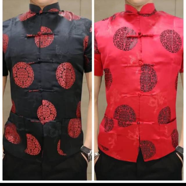 Atasan pria cheongsam lengan pendek