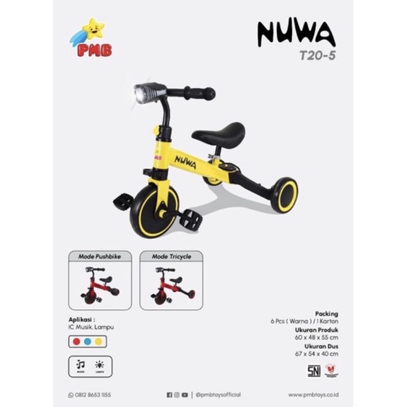 Balance bike 3 in 1 sepeda anak PMB NUWA T20-6 / T20-5