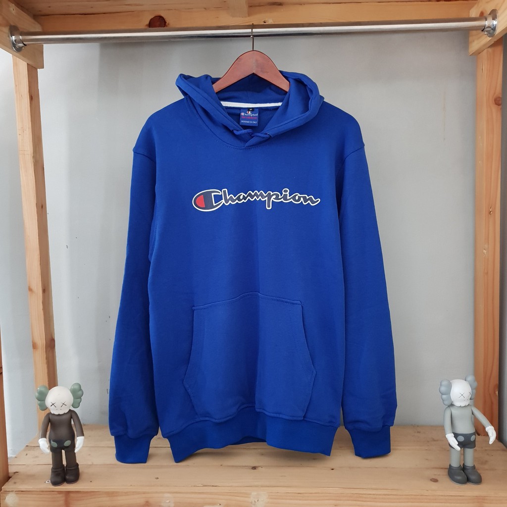 HOODIE CHAMPION LOGO BIRU