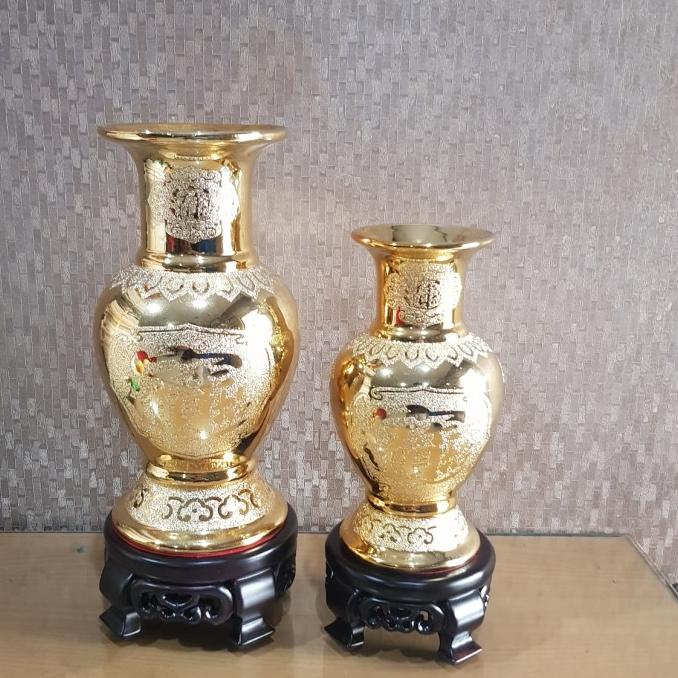 Silahkan Order] Vas Bunga Keramik Emas 25 cm