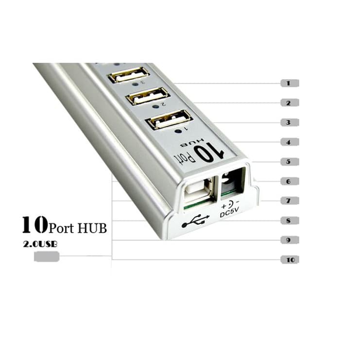 Usb Hub 10 Port + Adaptor