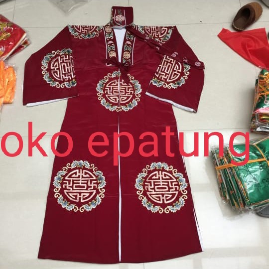 baju tatung dewa bumi / tutikong / ta pe kong / hok tek - merah
