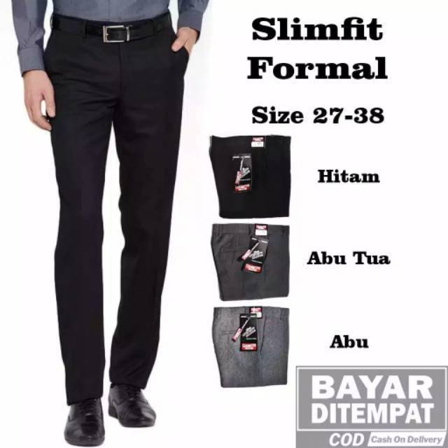 Celana Kerja Slimfit Pria Formal Kantor Wol Panjang Original