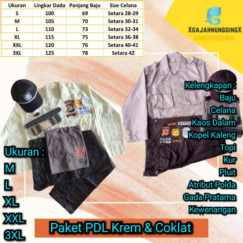 Jual Paket Lengkap Seragam Pdl Satpam Krem Terbaru Baju Security Cokelat Terbaru