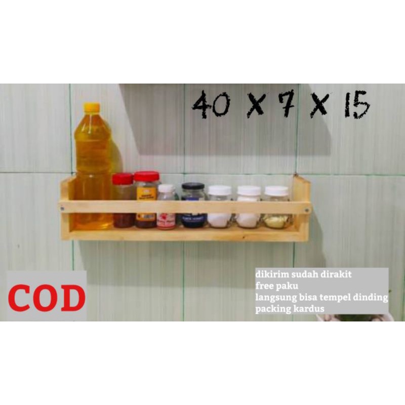 TERMURAH rak bumbu kayu / rak bumbu dinding / rak bumbu kayu tempel dinding