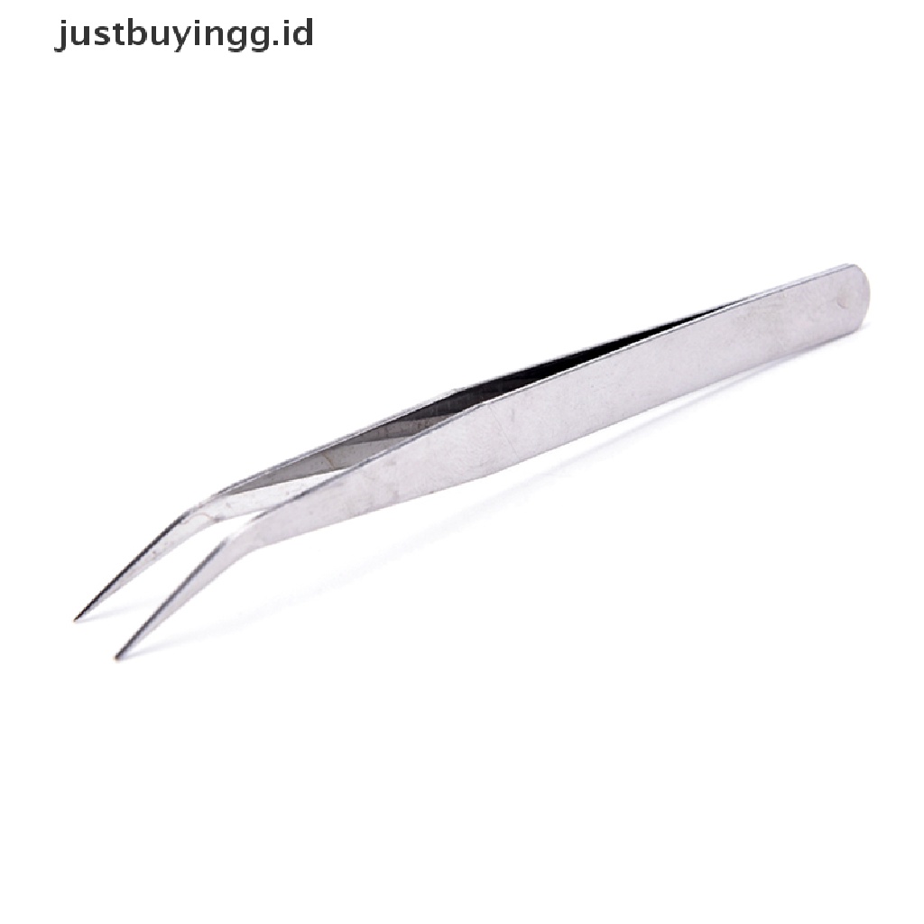 2 Pcs Pinset Lurus Siku Bahan Stainless Steel Untuk Alat Makeup