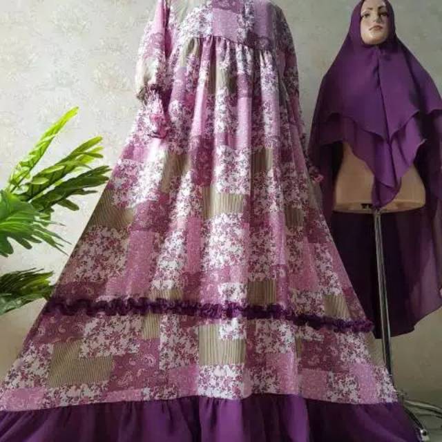 Gamis syar'i Mewah full ceruty tgn smoke