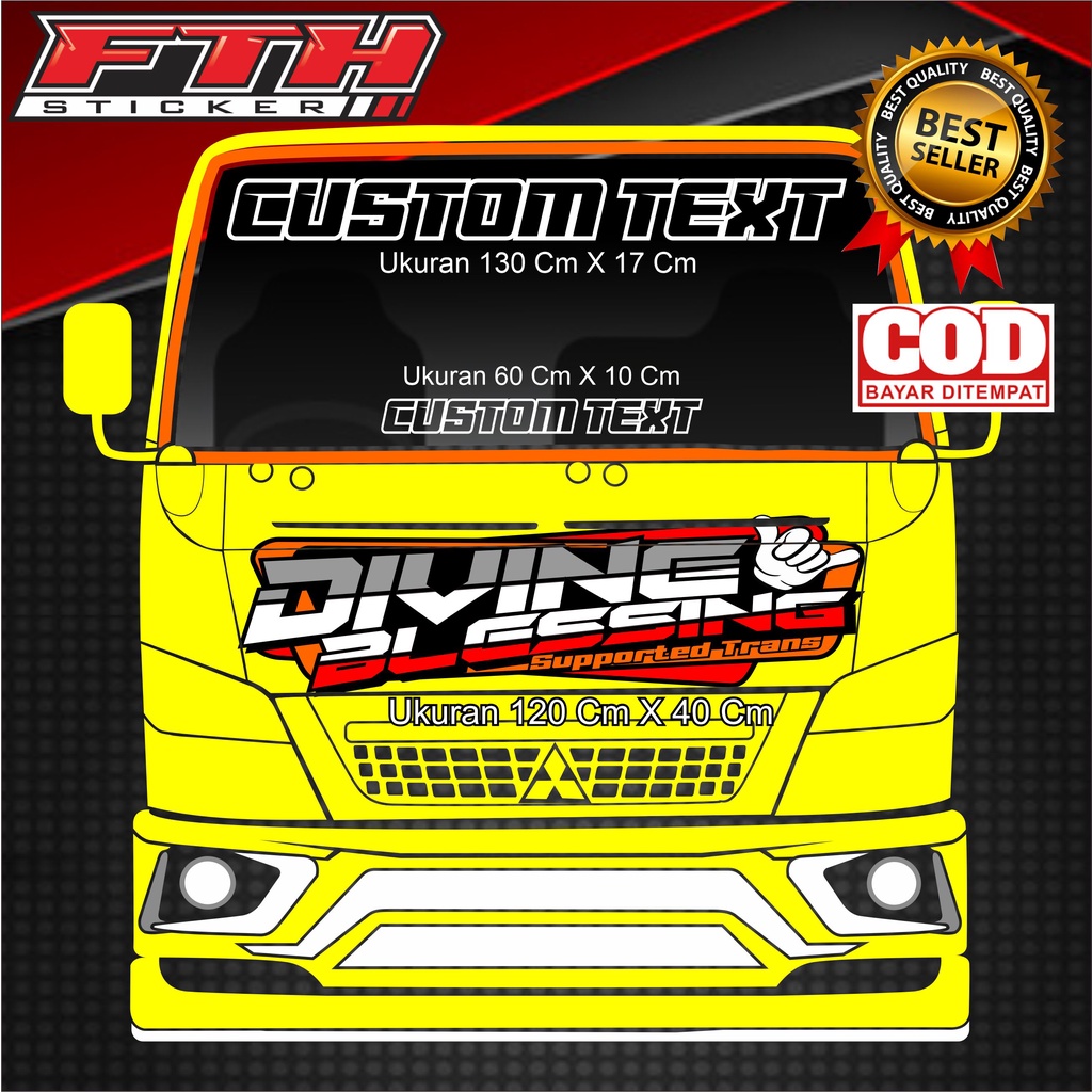 Jual stiker decal kabin depan truk, kaca atas dan bawah canter/giga