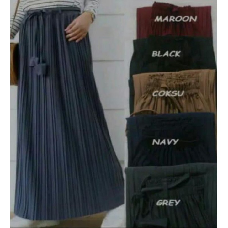 rok plisket tali lonceng/rok plisket premium