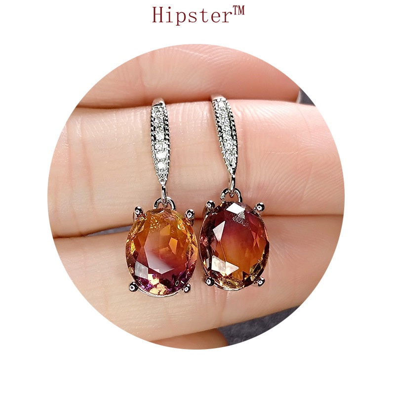 Hot Sale New Light Luxury Socialite Style Gradient Gem Earrings