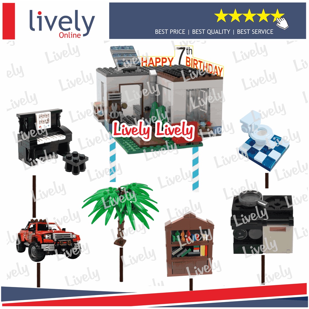 CUSTOM NAMA CAKE TOPPER KARAKTER LEGO HOUSE HIASAN KUE ULANG TAHUN HAPPY BIRTHDAY