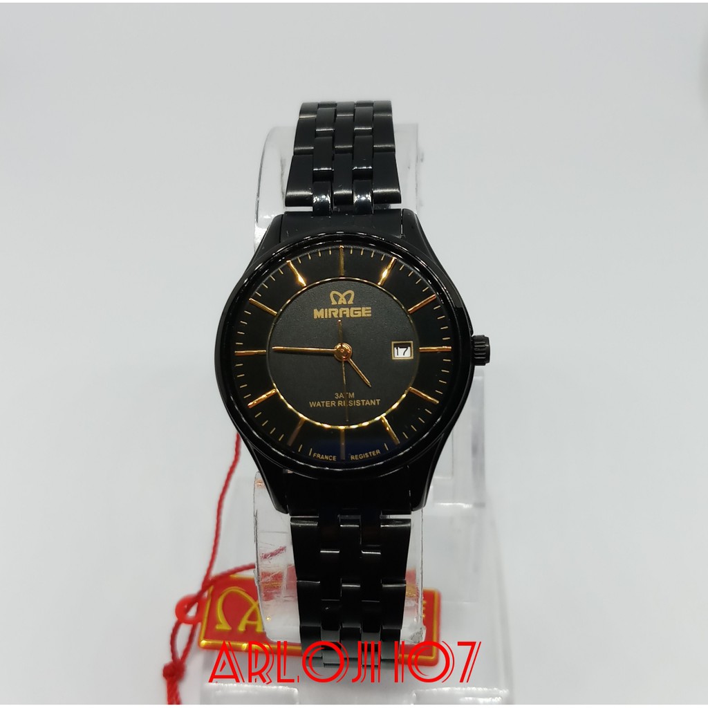 JAM TANGAN MIRAGE WANITA MA 8544 BRP-L BLACK ORIGINAL
