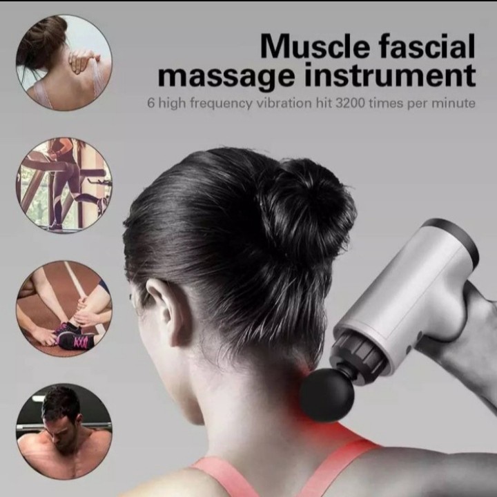 Massage Gun Deep Tissue Musle Alat Pijat Getar Terapi Otot Therapy Alat Pijat Portable Alat Pijat Elektrik Massage Gun