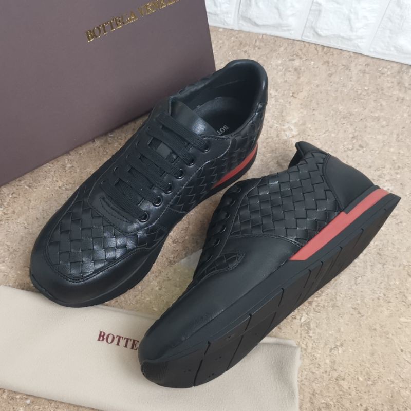 sepatu snekers pria anyaman kulit asli leather sepatu cowok shoes men Black botega