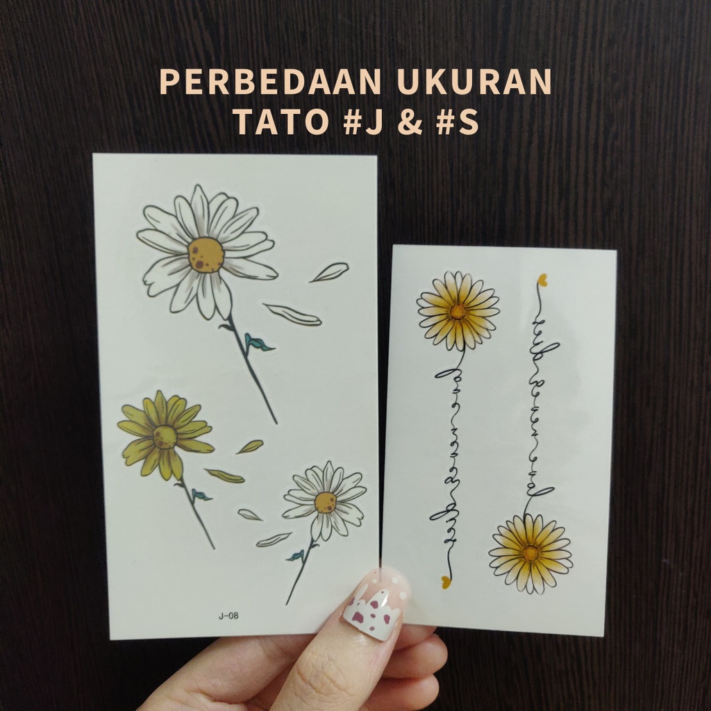 Stiker Tattoo Daisy &amp; Flowers Besar | Tato Temporer | Waterproof