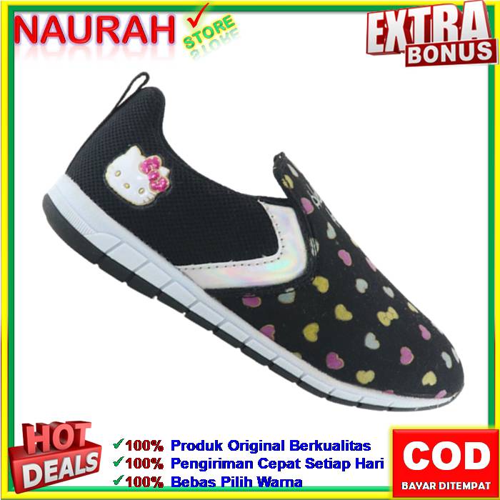 SEPATU ANAK ANDO ORIGINAL HELLO KITTY HK LOVERS SEPATU PEREKAT VELCRO RINGAN KUALITAS IMPORT LIMITED EDITION