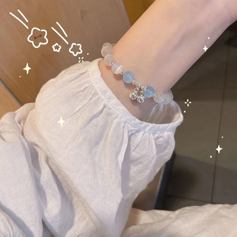 Gelang Tangan Elastis Adjustable Hias Kristal Opal Gaya Korea Untuk Wanita