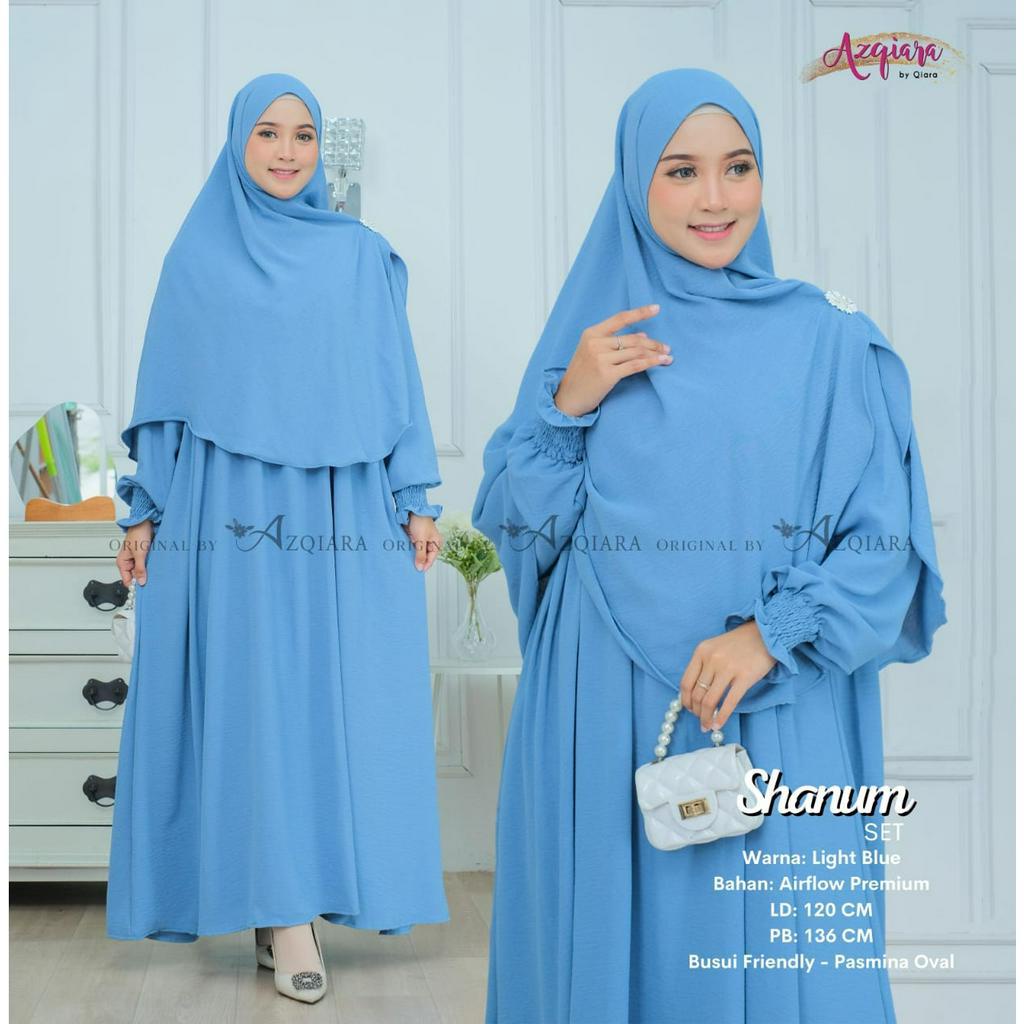 Shanum Syari Gamis Muslim Airflow Premium Original Produk By Qiara Fashion