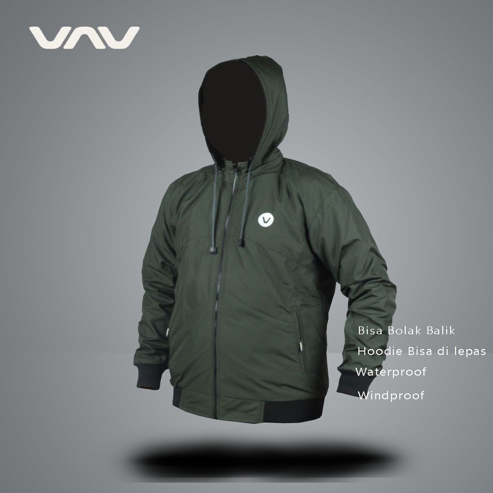 Jaket Bolak Balik Pria dan Wanita Sporty Outer Wear Running Waterproof Windproof Premium