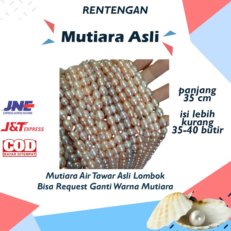 Renteng mutiara asli air tawar mutiara lombok perhiasan wanita aksesoris wanita RM006