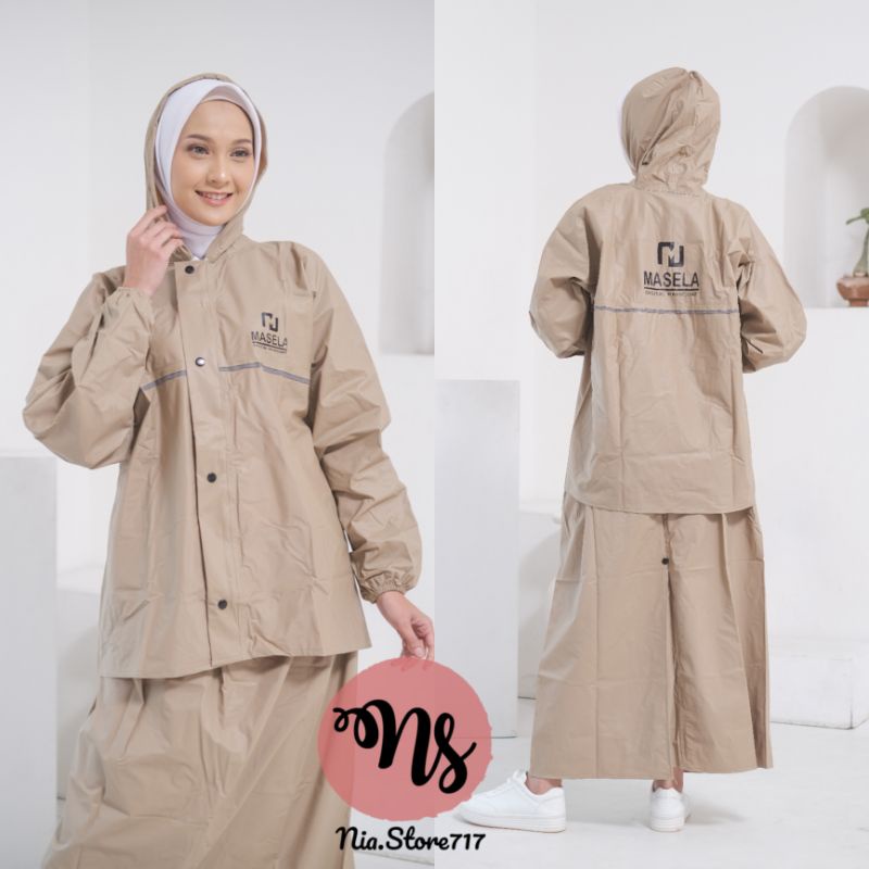 Akula’ Jas Hujan Wanita Setelan Baju dan Rok Dewasa Tebal Lentur Anti Rembes