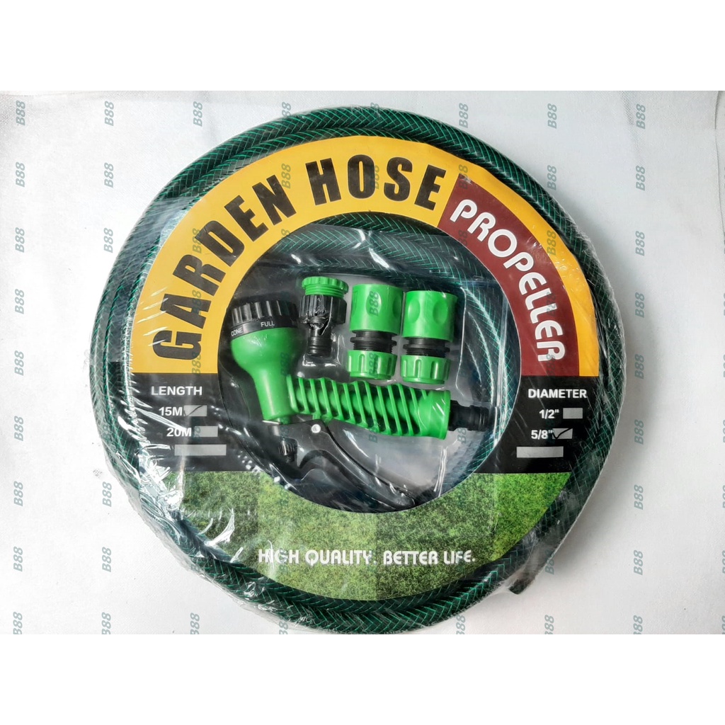 B88  Paket Selang Hijau Anti Lumut + Semprotan selang 5/8" inch 15 Meter TERMURAH PAKET Selang Air A