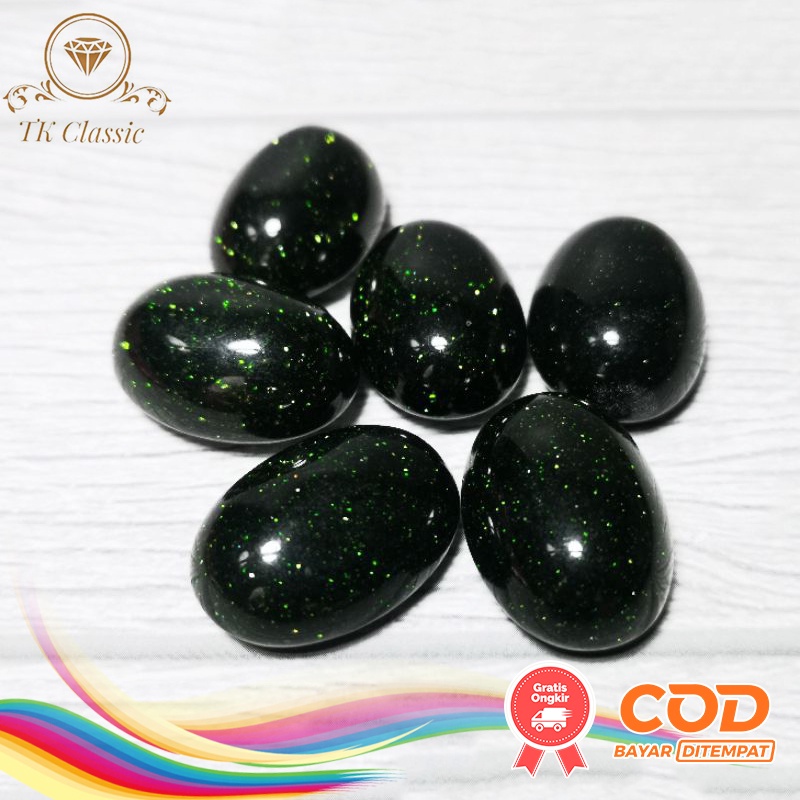 NATURAL BATU AKIK PASIR EMAS OVAL CHOBACHON JUMBO 25mm