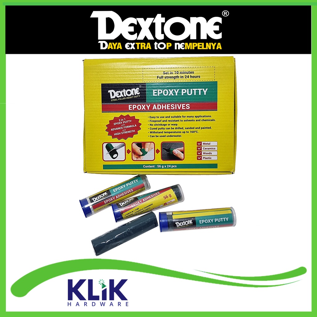 Dextone Lem Epoxy Putty Stik Dodol Lem Porting Blok Mesin 56 Gram