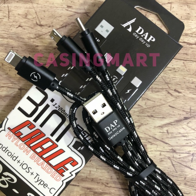 Kabel  Data 3in1 / Kabel Micro Usb Kabel Lightning ip Kabel Type C Original DAP