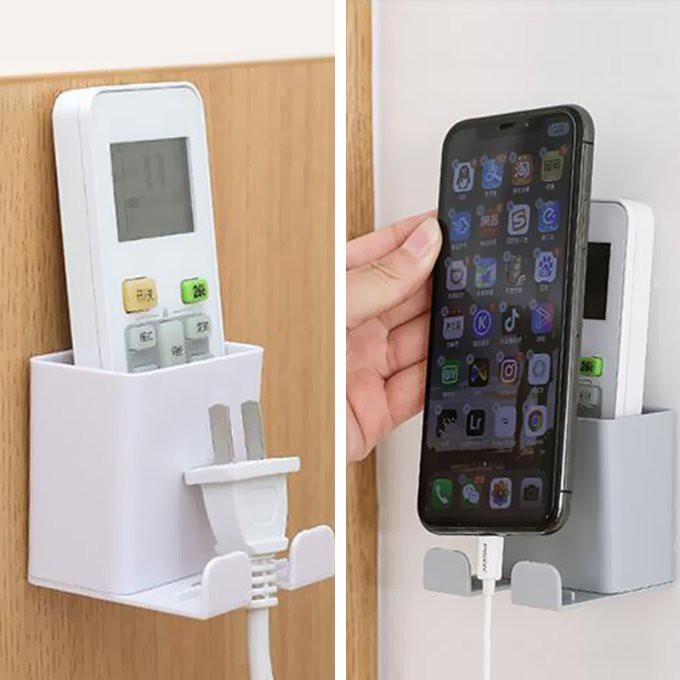 Kotak Penyimpanan Multifungsi Remote HP Kabel Chargeran Tempel Dinding Cantik Elegan Storage Box Wal
