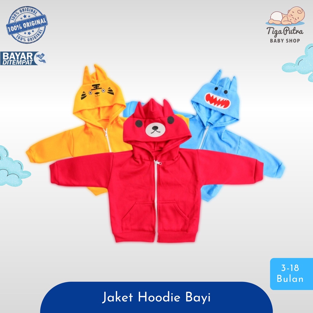 Jaket Sweater Hoodie Fleece Bayi Usia 3-18 Bulan Bayi Hangat Karakter