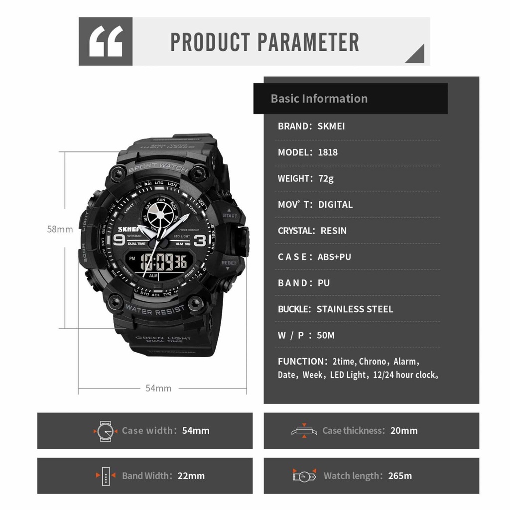 IDN - SKMEI Jam Tangan Digital Pria - 1818