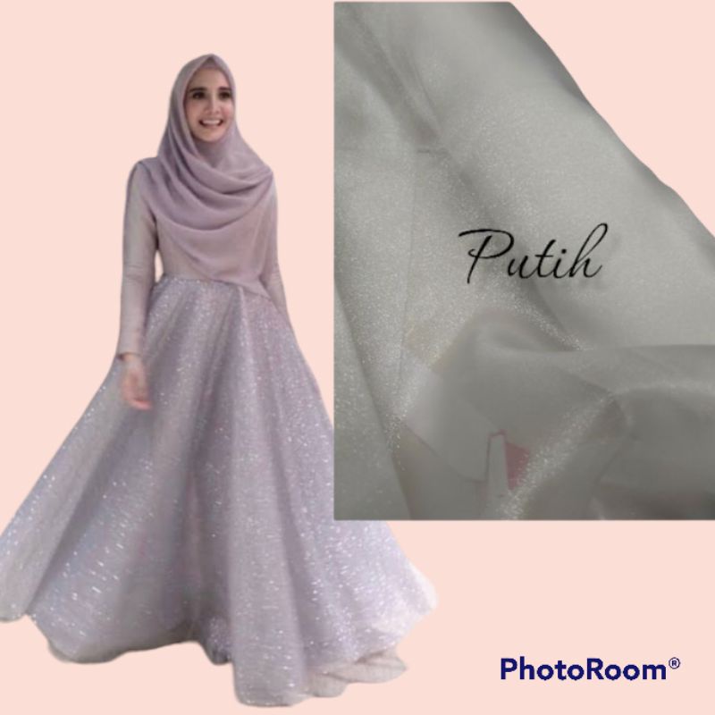 (COD) bahan kain Organza metalik gliter/Organza mewah metalik benang kilat