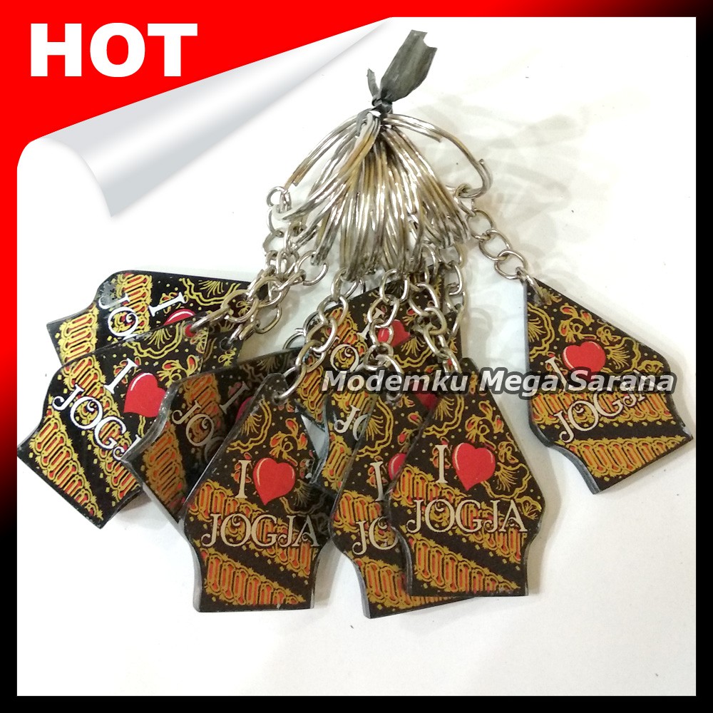 Souvenir Gantungan Kunci Jogja MRT22 - I Love Jogja Batik Gunungan - 20pcs