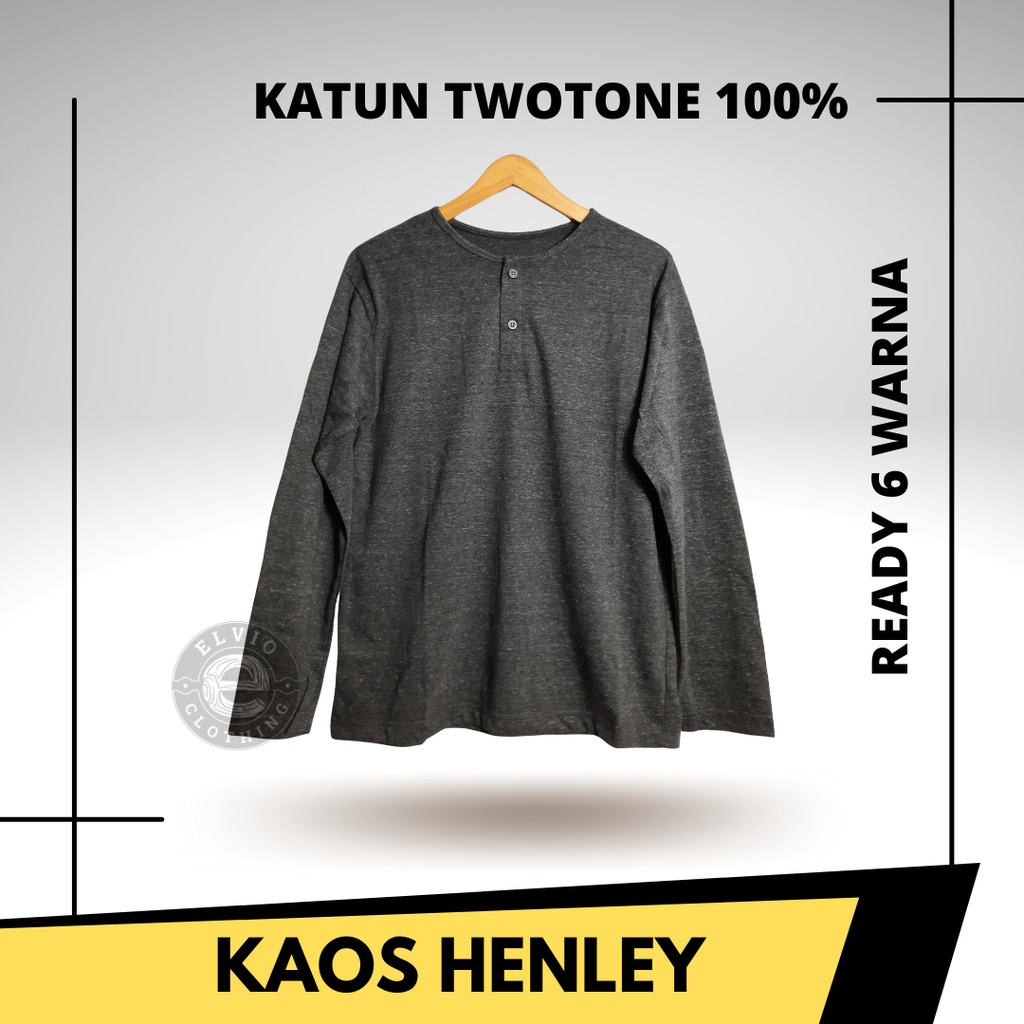 BAJU KAOS T SHIRT ATASAN PAKAIAN DISTRO PRIA WANITA DEWASA MURAH HENLEY TWOTONE