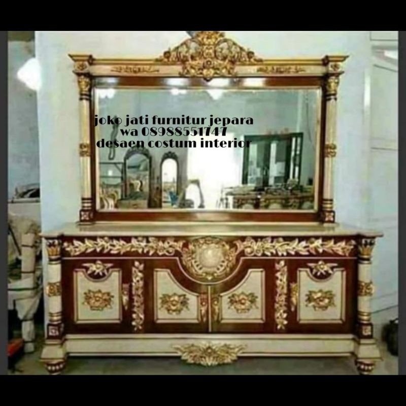 bufet tv kaca cermin Nusantara/bufet ukir jepara