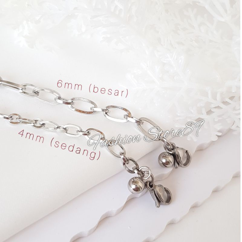 New Gelang Rantai Titanium Gold Silver impor Antikarat Gelang Tangan Gelang Kaki Titanium Rantai Simply Antikarat impor Bestquality Fashion Girls Bestseller