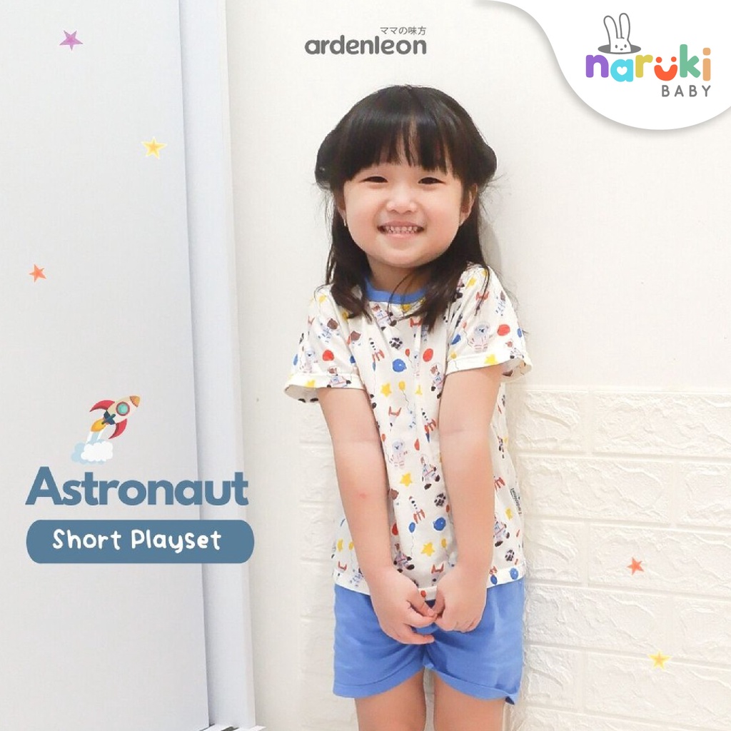 Ardenleon Short Playset Astronot Owl Star Arden Leon Baju Setelan Anak