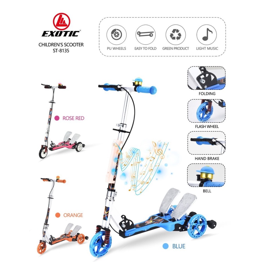Scooter Skuter Anak Otoped Exotic ST8135 Roda 3 Musik Pedal Ganda Bisa di Lipat  By Pacific-3