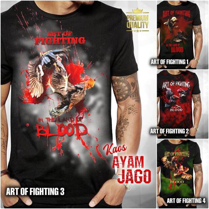 Baju Kaos AYAM JAGO Laga Petarung Kaos Ayam Bangkok Art Of Fighting Rooster Asil Gamefowl Cockfight