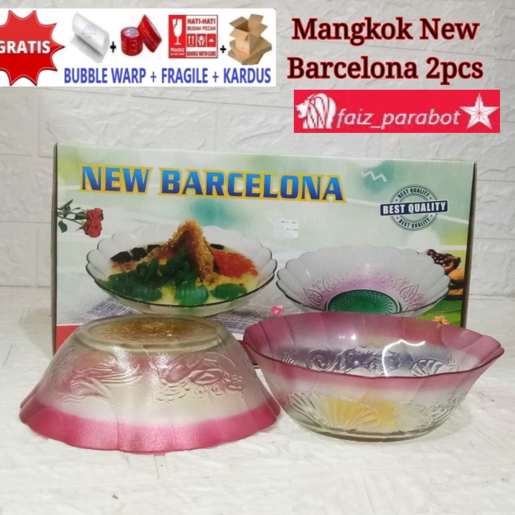 ( 2 pcs ) mangkok barcelona / mangkok kado /mangkuk beling kaca