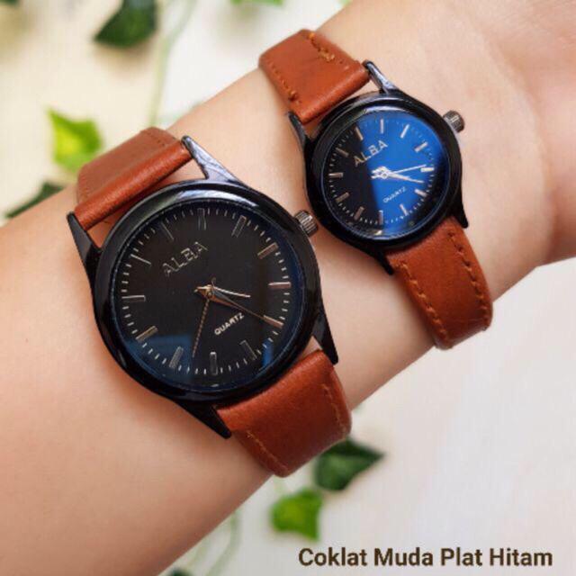 【GRATIS ONGKIR】JAM TANGAN COUPLE MURAH READY 6 WARNA HARGA SATUAN!!-Cokmud Plat Hitam