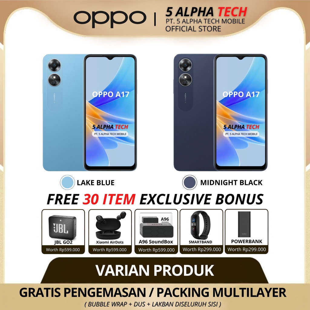 OPPO A17 4/64GB ( + 4GB EXTENSION RAM ) GARANSI RESMI OPPO